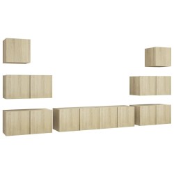 vidaXL Set Porta TV 8 pz Rovere Sonoma in Truciolato