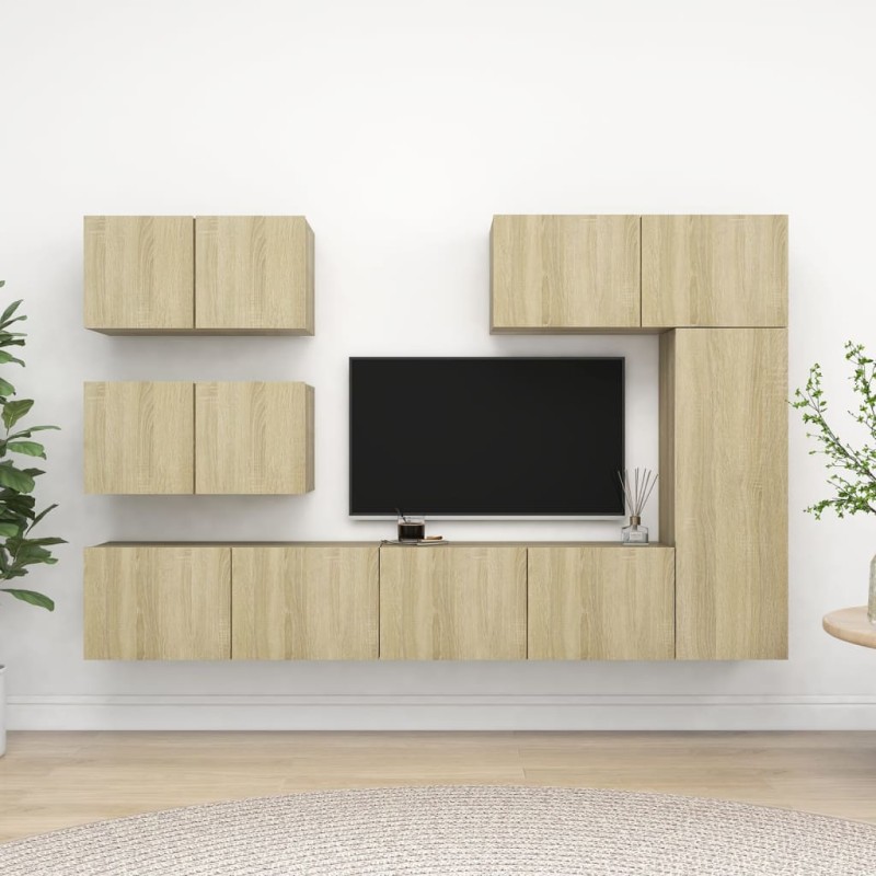 vidaXL Set di Mobili Porta TV 6 pz Rovere Sonoma in Legno Multistrato vidaXL Set di Mobili Porta TV 6 pz Rovere Sonoma in Legno Multistrato