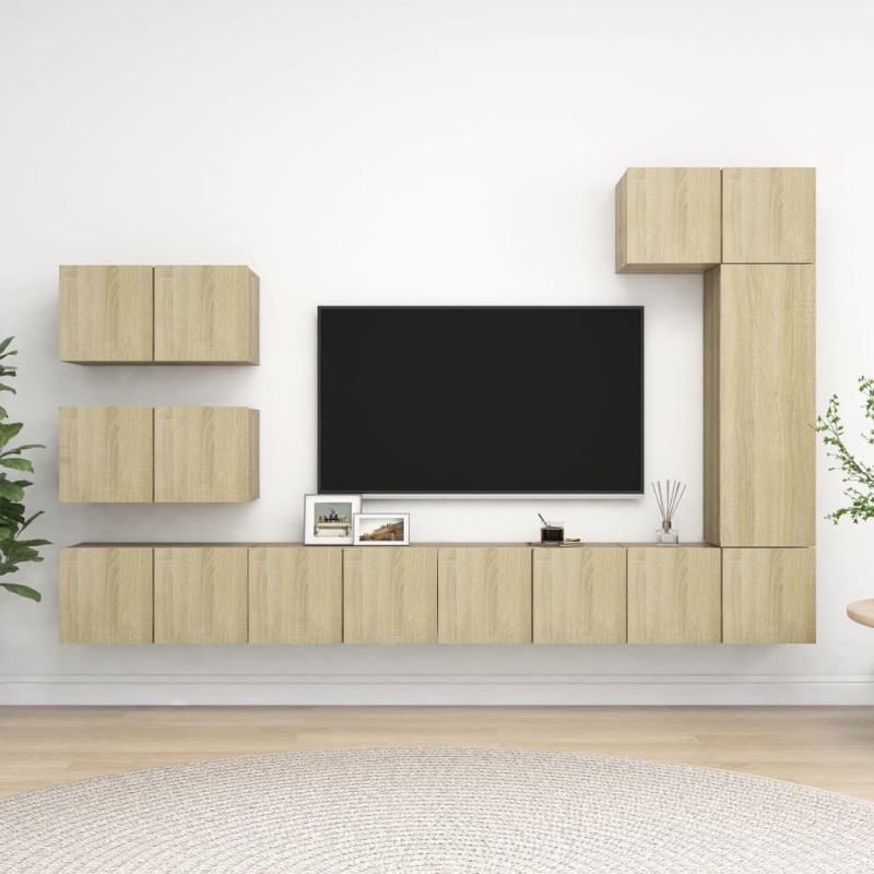 vidaXL Set Porta TV 8 pz Rovere Sonoma in Truciolato vidaXL Set Porta TV 8 pz Rovere Sonoma in Truciolato
