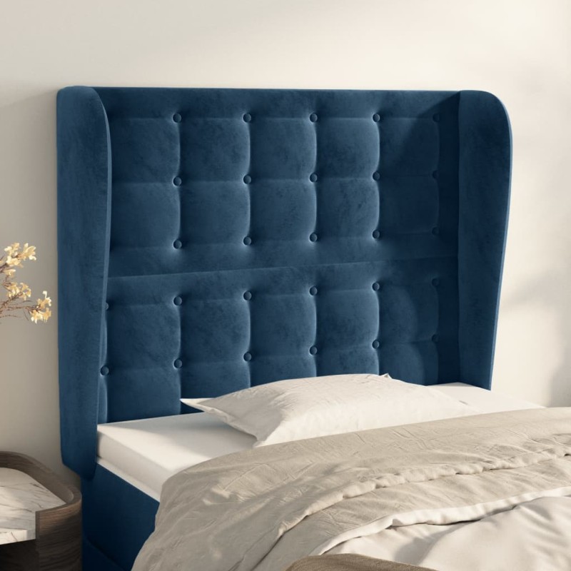 Testiera ad Orecchio Blu Scuro 83x23x118/128 cm in Velluto Testiera ad Orecchio Blu Scuro 83x23x118/128 cm in Velluto
