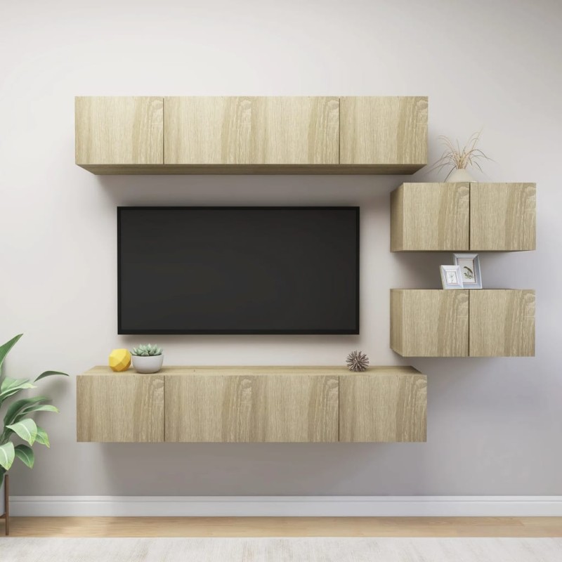 vidaXL Set Mobili TV 6 pz Rovere Sonoma in Truciolato vidaXL Set Mobili TV 6 pz Rovere Sonoma in Truciolato