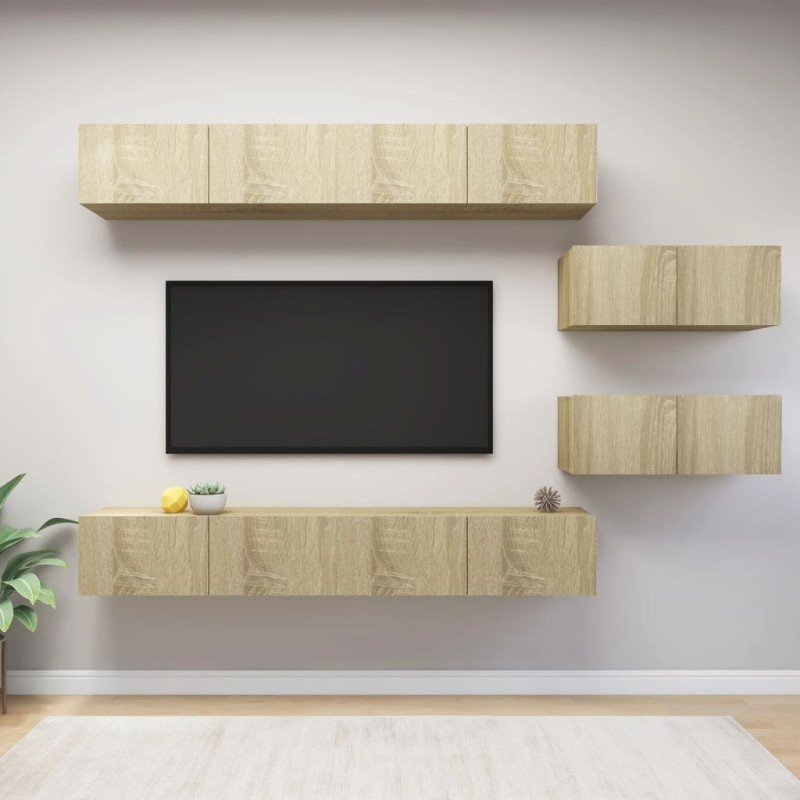 vidaXL Set Porta TV 6 pz Rovere Sonoma in Truciolato vidaXL Set Porta TV 6 pz Rovere Sonoma in Truciolato