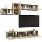 vidaXL Set Porta TV 7 pz Rovere Sonoma in Truciolato vidaXL Set Porta TV 7 pz Rovere Sonoma in Truciolato