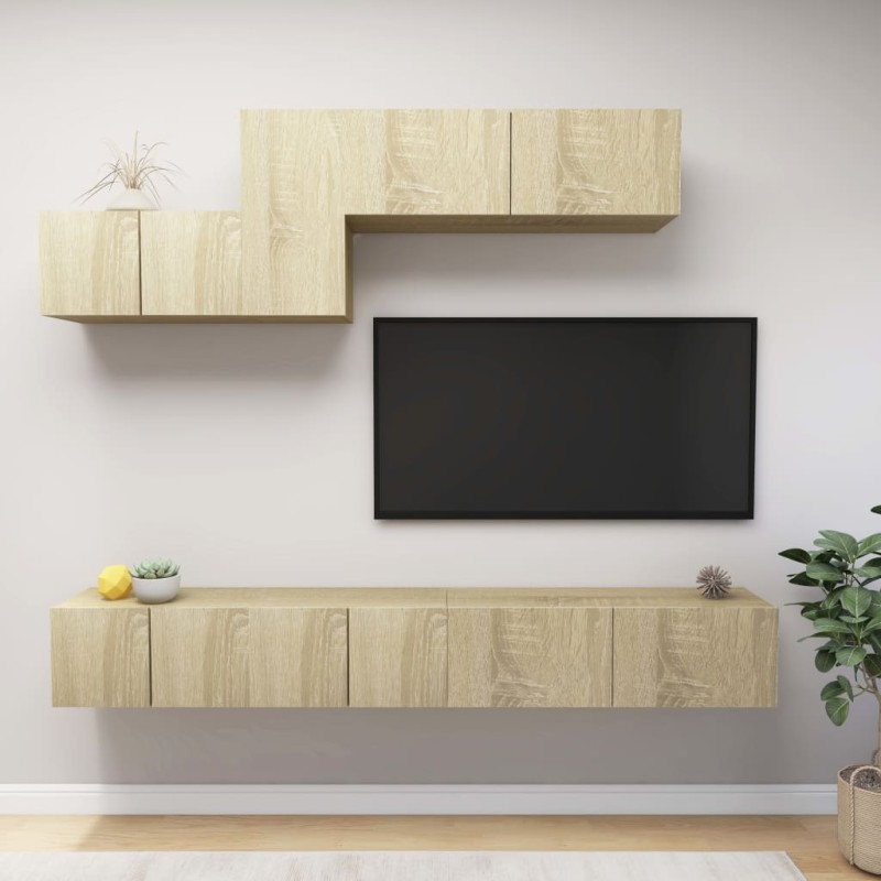 vidaXL Set di Mobili Porta TV 6 pz Rovere Sonoma in Legno Multistrato vidaXL Set di Mobili Porta TV 6 pz Rovere Sonoma in Legno Multistrato