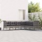 Set Divani da Giardino 6 pz con Cuscini in Polyrattan Grigio Set Divani da Giardino 6 pz con Cuscini in Polyrattan Grigio