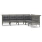Set Divani da Giardino 6 pz con Cuscini in Polyrattan Grigio Set Divani da Giardino 6 pz con Cuscini in Polyrattan Grigio