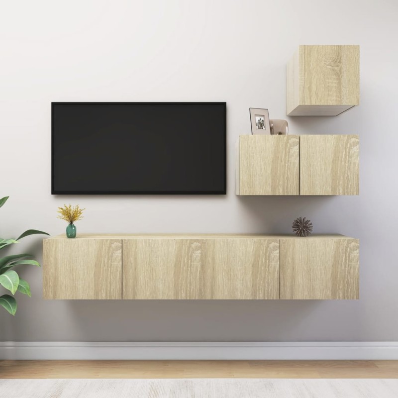 vidaXL Set Porta TV 4 pz Rovere Sonoma in Truciolato vidaXL Set Porta TV 4 pz Rovere Sonoma in Truciolato
