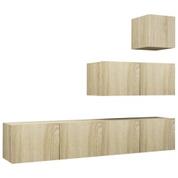 vidaXL Set di Mobili Porta TV 4 pz Rovere Sonoma in Legno Multistrato