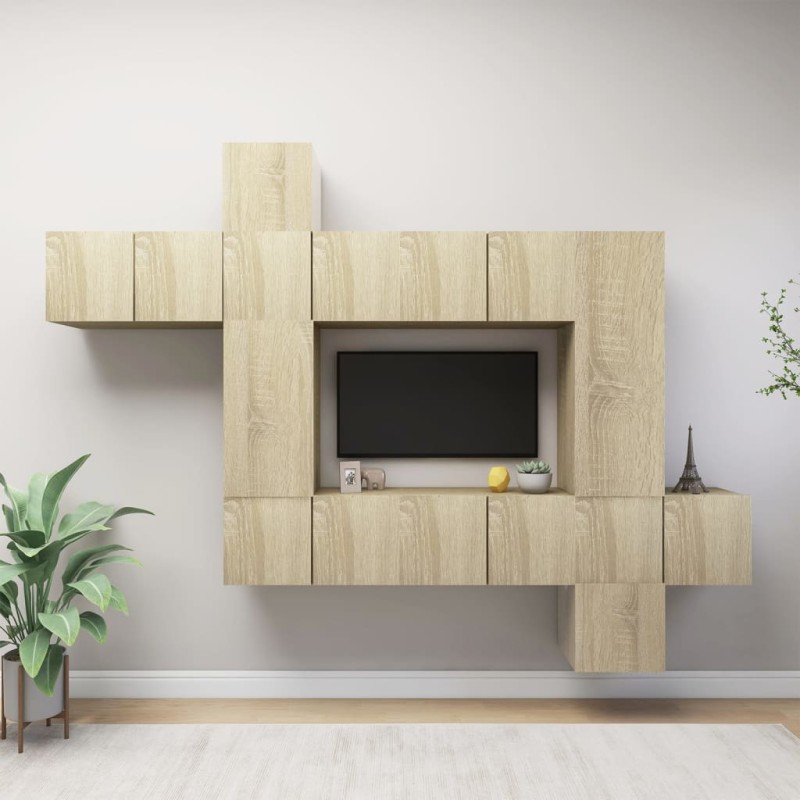 vidaXL Set Porta TV 10 pz Rovere Sonoma in Truciolato vidaXL Set Porta TV 10 pz Rovere Sonoma in Truciolato