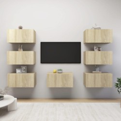 vidaXL Mobili TV 7 pz Rovere Sonoma 30,5x30x60 cm in Legno Multistrato