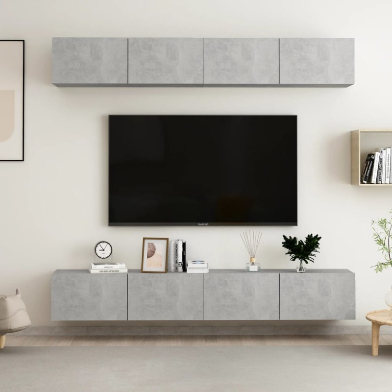 vidaXL Mobili TV 4 pz Grigio Cemento 100x30x30 cm in Legno Multistrato vidaXL Mobili TV 4 pz Grigio Cemento 100x30x30 cm in Legno Multistrato