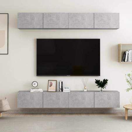 vidaXL Mobili TV 4 pz Grigio Cemento 100x30x30 cm in Legno Multistrato