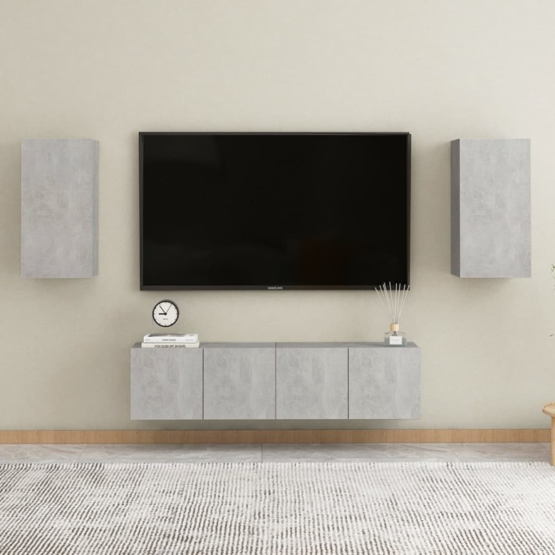 vidaXL Set Mobili TV 4 pz Grigio Cemento in Truciolato vidaXL Set Mobili TV 4 pz Grigio Cemento in Truciolato