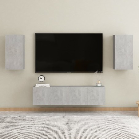 vidaXL Set Mobili TV 4 pz Grigio Cemento in Truciolato 