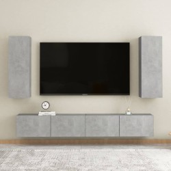 vidaXL Set di Mobili Porta TV 4 pz Grigio Cemento in Legno Multistrato