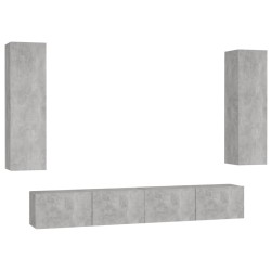 vidaXL Set Porta TV 4 pz Grigio Cemento in Truciolato 