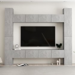 vidaXL  Set Porta TV 8 pz Grigio Cemento in Truciolato