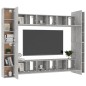 vidaXL Set di Mobili Porta TV 10pz Grigio Cemento in Legno Multistrato vidaXL Set di Mobili Porta TV 10pz Grigio Cemento in Legno Multistrato