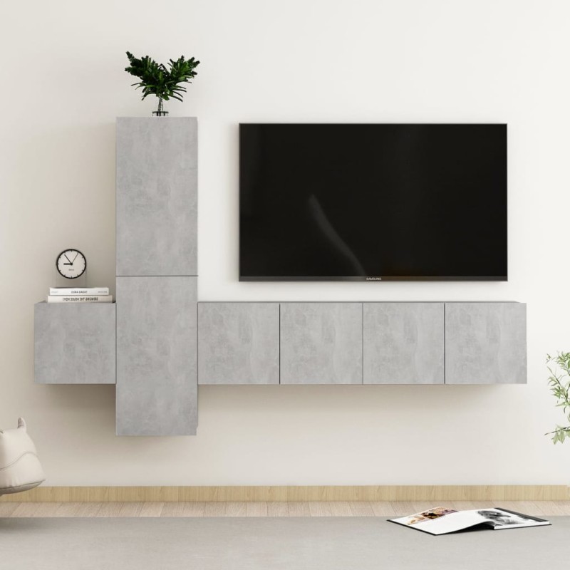 vidaXL Set Mobili TV 5 pz Grigio Cemento in Truciolato vidaXL Set Mobili TV 5 pz Grigio Cemento in Truciolato