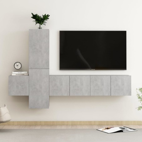 vidaXL Set Mobili TV 5 pz Grigio Cemento in Truciolato 