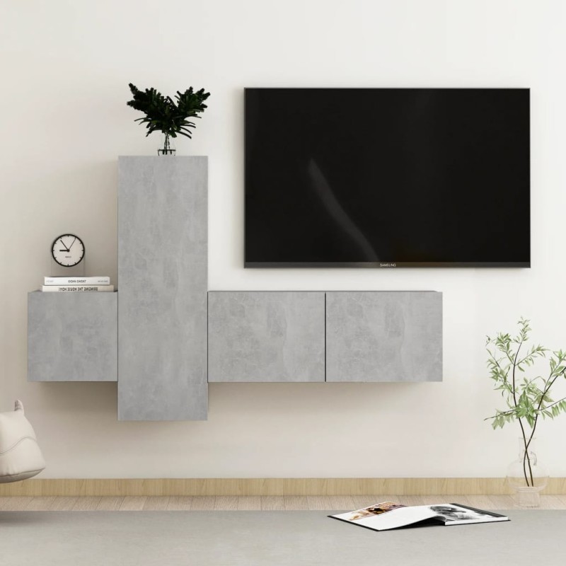 vidaXL Set Porta TV 3 pz Grigio Cemento in Truciolato vidaXL Set Porta TV 3 pz Grigio Cemento in Truciolato