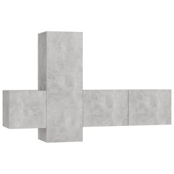 vidaXL Set Porta TV 3 pz Grigio Cemento in Truciolato 
