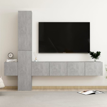 vidaXL Set di Mobili Porta TV 5 pz Grigio Cemento in Legno Multistrato