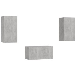 vidaXL Set Mobili TV 3 pz Grigio Cemento in Truciolato 