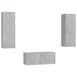 vidaXL Set Porta TV 3 pz Grigio Cemento in Truciolato 