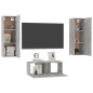 vidaXL Set Porta TV 3 pz Grigio Cemento in Truciolato vidaXL Set Porta TV 3 pz Grigio Cemento in Truciolato