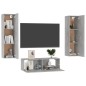 vidaXL Set Porta TV 3 pz Grigio Cemento in Truciolato vidaXL Set Porta TV 3 pz Grigio Cemento in Truciolato