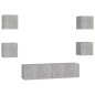 vidaXL Set di Mobili Porta TV 6 pz Grigio Cemento in Legno Multistrato vidaXL Set di Mobili Porta TV 6 pz Grigio Cemento in Legno Multistrato