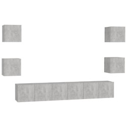 vidaXL Set Porta TV 7 pz Grigio Cemento in Truciolato 