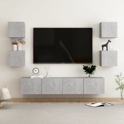 vidaXL Set di Mobili Porta TV 6 pz Grigio Cemento in Legno Multistrato