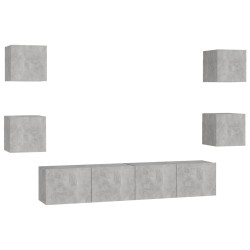 vidaXL Set di Mobili Porta TV 6 pz Grigio Cemento in Legno Multistrato