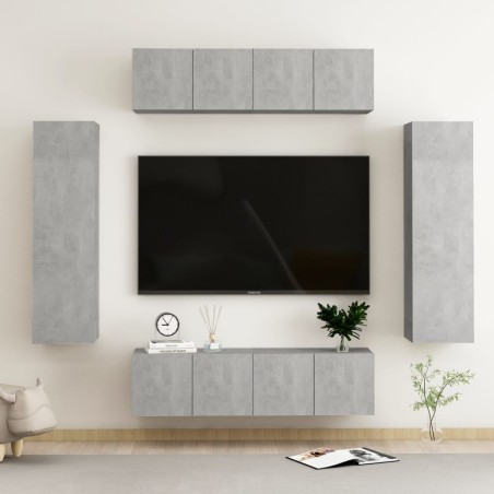 vidaXL Set Mobile Porta TV 6 pz Grigio Cemento in Truciolato 