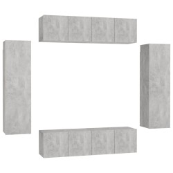 vidaXL Set Mobile Porta TV 6 pz Grigio Cemento in Truciolato 