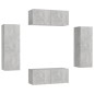 vidaXL Set Porta TV 4 pz Grigio Cemento in Truciolato vidaXL Set Porta TV 4 pz Grigio Cemento in Truciolato