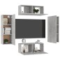 vidaXL Set Porta TV 4 pz Grigio Cemento in Truciolato vidaXL Set Porta TV 4 pz Grigio Cemento in Truciolato