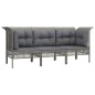 Set Divani da Giardino 3 pz con Cuscini in Polyrattan Grigio