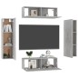 vidaXL Set Porta TV 4 pz Grigio Cemento in Truciolato vidaXL Set Porta TV 4 pz Grigio Cemento in Truciolato