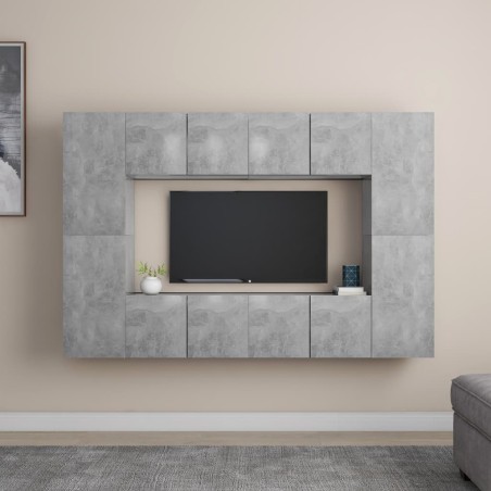vidaXL Set Mobile Porta TV 8 pz Grigio Cemento in Truciolato  
