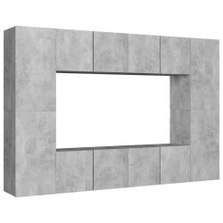 vidaXL Set Mobile Porta TV 8 pz Grigio Cemento in Truciolato  