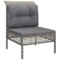 Set Divani da Giardino 3 pz con Cuscini in Polyrattan Grigio