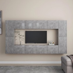 vidaXL Set Mobile Porta TV 8 pz Grigio Cemento in Truciolato 