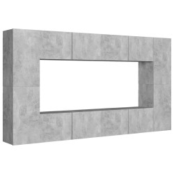 vidaXL Set Mobile Porta TV 8 pz Grigio Cemento in Truciolato 