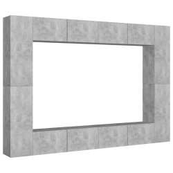 vidaXL Set Mobile Porta TV 8 pz Grigio Cemento in Truciolato 