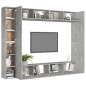 vidaXL Set Mobile Porta TV 8 pz Grigio Cemento in Truciolato vidaXL Set Mobile Porta TV 8 pz Grigio Cemento in Truciolato