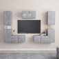 vidaXL Set Porta TV 7 pz Grigio Cemento in Truciolato vidaXL Set Porta TV 7 pz Grigio Cemento in Truciolato