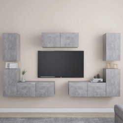 vidaXL Set Mobile Porta TV 7 pz Grigio Cemento in Truciolato 